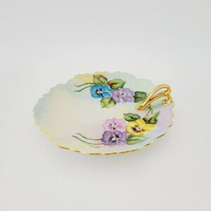 Vintage Hand Painted Floral Lemon Server, Bright Color Flowers c1959 Vanity Tray